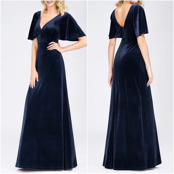 rust Brown Velvet Off Shoulder formal party evening wedding prom Luxe dress - Picture 11 of 14